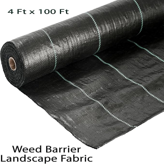 Ashman Landscape Fabric Weed Blocking Mat 4ft x 100ft, Heavy-Duty Weed Barrier Protection for Gardens and Landscaping