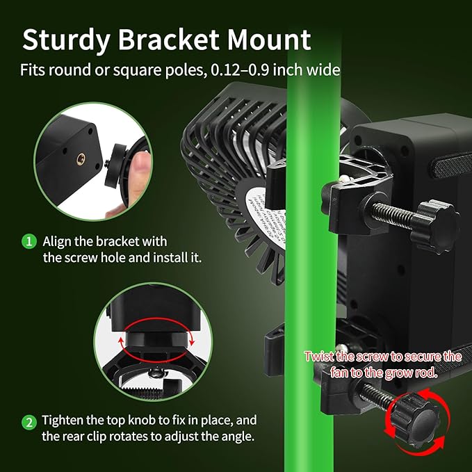 Grow Tent Fan 6”, LCD Display with Sensor, Adjustable Temp & Humidity Control, 4-Speed, 90° Oscillating Fan, Strong Airflow for Indoor Growing, Mushroom Box, Desk Use