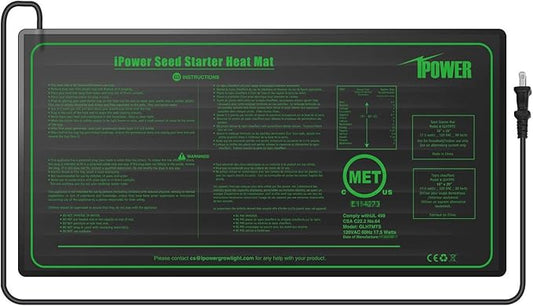 iPower 10" x 20" Waterproof Durable Seedling Heat Mat Warm Hydroponic Plant for Indoor Gardening Germination Starting