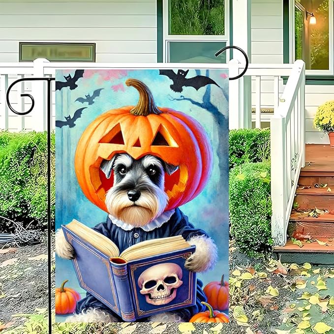 Halloween Pumpkin Dog Garden Flag 12x18 Inch Double Sided Fall Polyester Yard Flag