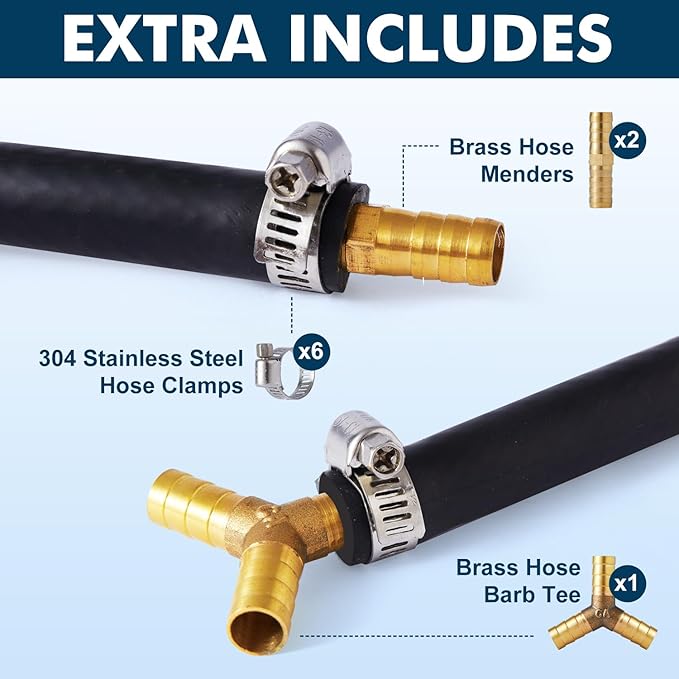 HQUA PAS10 Pond & Lake Aeration System for Up to 1 Acre, 3/4 HP Compressor + One 100' Weighted Tubing + One Diffuser