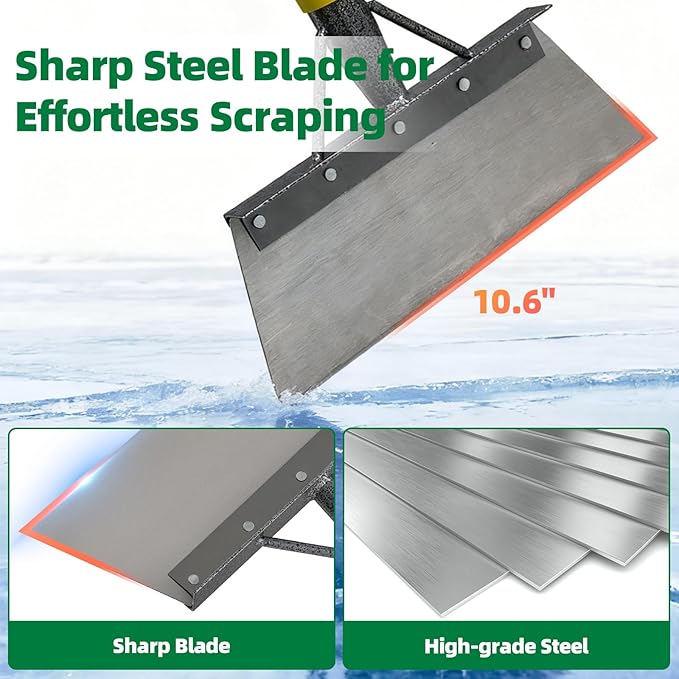 Floor Scraper Long Handle - Ice Removal Tool, Multifunctional Garden Cleaning Flat Shovel, 60" Weed Scraper Heavy Duty Sharp Blade for Lawn Edging,Sidewalk Weeding,Driveway Steps Snow Shovel