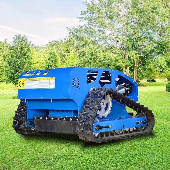 Remote Control Lawn Mower, Small Petrol Tracked All Terrain Weed Whacker for Garden, Lawn and Farm