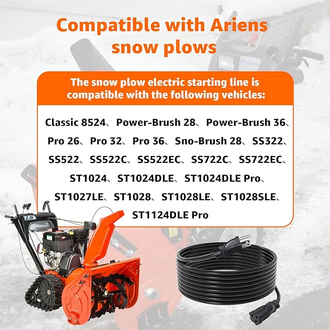 02483100 Snow Blower Power Cord, Compatible With Ariens Snowblower MTD 629-0071, 929-0071, 929-0071B, SS322 SS522 SS522C