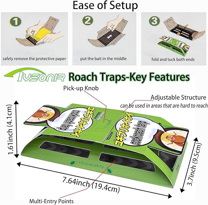 Roach Traps,Baited Glue Traps,Cockroach Trap Pet Friendly(5 apck)