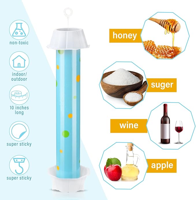 Qualirey 4 Pcs Sticky Fly Trap Fly Stick with Hanging Hook Adhesive Flying Catcher for Indoor Outdoor Trap Houseflies and Flying Insects Mosquito Bee Wasp Moth (Classic Style)