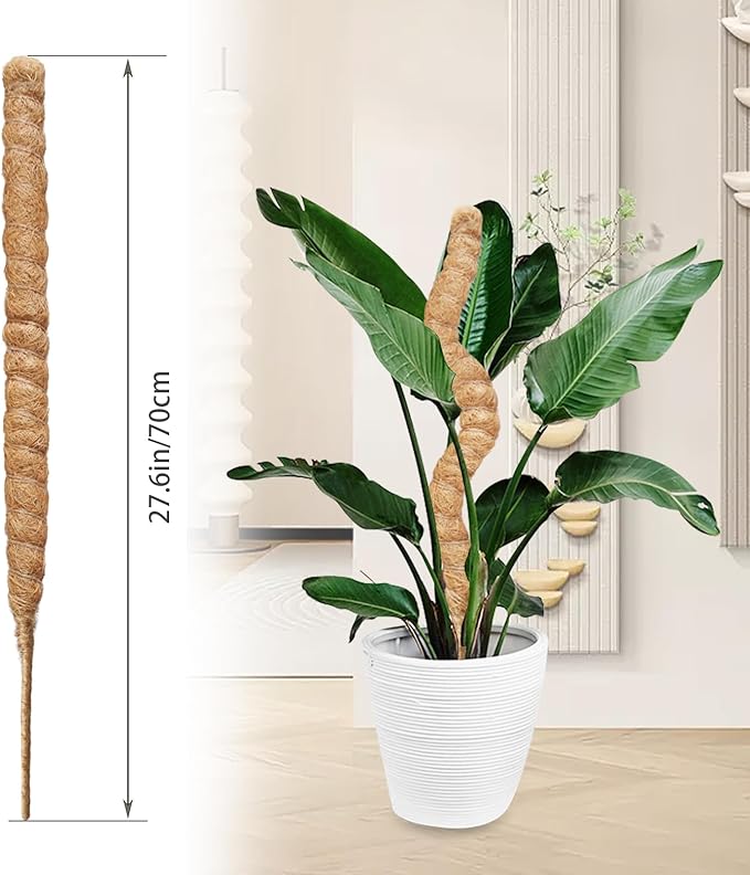 2 Pack Moss Pole,27.6 Inch Moss Poles for Plants Monstera Bendable Plant Stakes for Indoor Coco Coir Pole Climbing Plant Support Stakes for Creeper Plants Grow Upwards