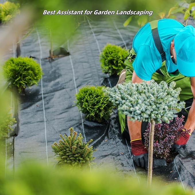 2PCS 3Ftx50Ft Weed Barrier Landscape Fabric, 3.2oz Weed Block Fabric Heavy Duty, Easy Setup Weed Blocker, Weed Control Cloth for Outdoor Gardens Farming Landscaping