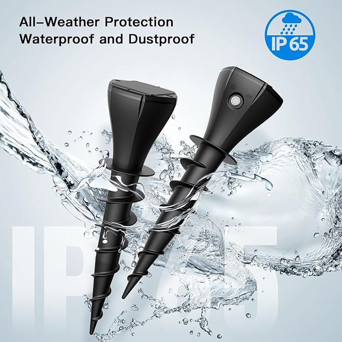 4 Pack Mole Repellent Solar Powered, Snake Vole Repellent Outdoor, IP65 Waterproof Snake Deterrent Gopher, Waterproof Sonic Mole Spikes for Lawn and Garden, Get Rid of Moles, Groundhogs, and Rodents