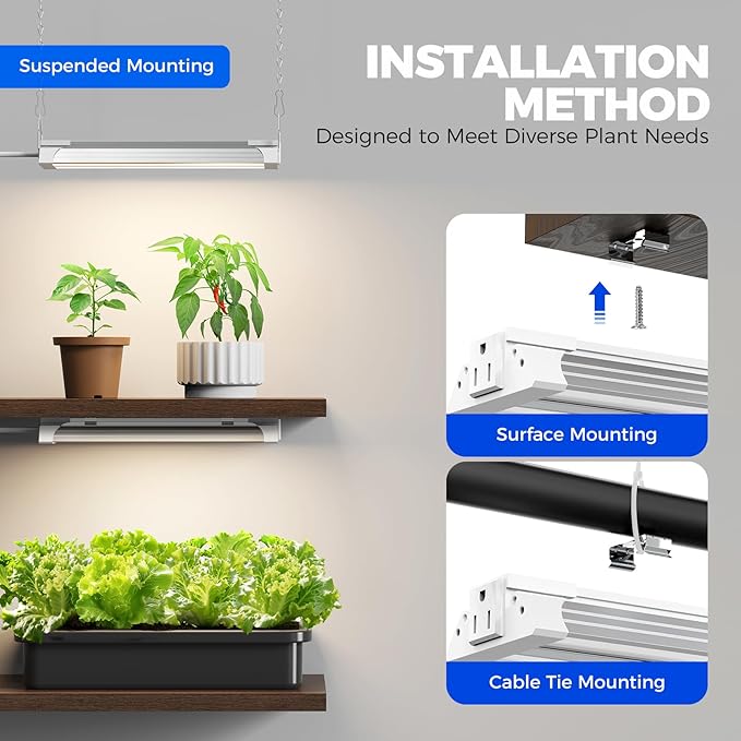 Barrina TX18 1FT Grow Light, 18W(90W Equivalent), High PPFD, Full Spectrum with 660nm Red LEDs, Grow Light Strip for Indoor Plants, Plant Shelves, Seedlings with On/Off Switch, Linkable, 1 Pack