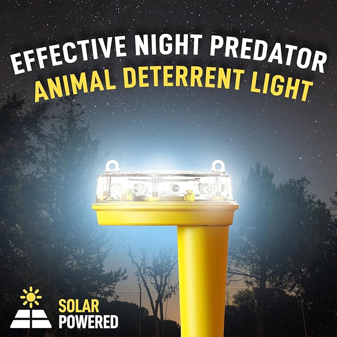 Foxlights Solar Predator Guard Deterrent with Flashing LEDs – Nocturnal Wildlife Repeller Nightlight for Flocks, Gardens, Crops & Chicken Coops- Protection Used by Professional Ranchers & Farmers