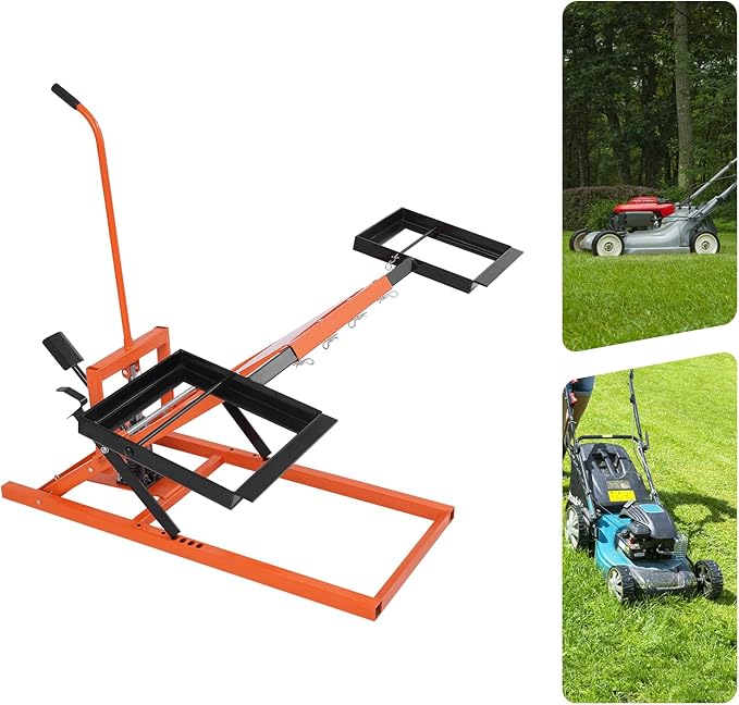 Lawn Mower Lift, 500Lbs Lawn Mower Lift Carbon Steel Hydraulic Lift Jack Lawnmower Lift Tool Adjustable Lawnmower Lifts w/Hydraulic Foot Pedal for Garden Tractors All-Terrain Maintenance and Repair