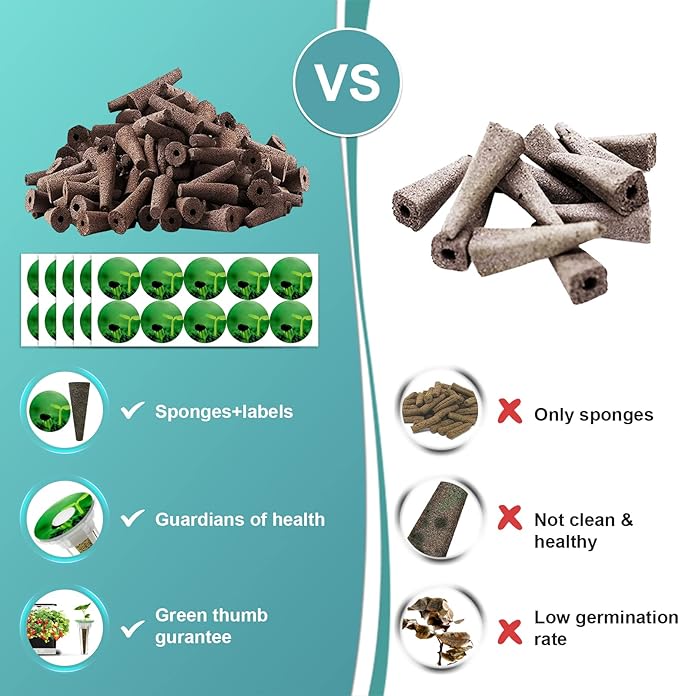 150pcs Seed Pod Kit for Hydroponics, Grow Anything Kit with 100pcs Grow Sponges, 50pcs Pods Labels, Hydroponics Pods Replacement Compatible with Hydroponics Growing System from All Brands