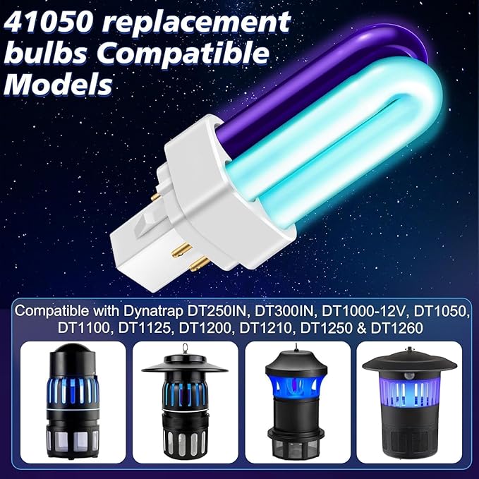 Qualirey 6 Pack 41050 7W Replacement Bulb, Upgraded 2 Color Bug Zapper Replacement Bulb Compatible with Dynatrap DT1050 DT1100 DT1250, 1/2 Acre Mosquito UV Light Trap Replacement Bulbs