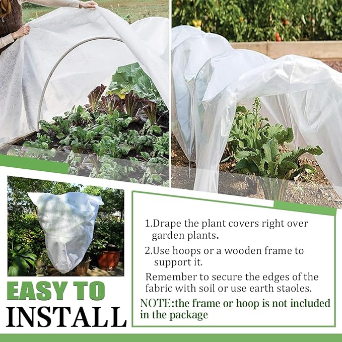 Plant Covers Freeze Protection, 10FT x 50FT 0.9oz Reusable Floating Row Cover Plant Blankets Frost Cloth for Clod Winter Frost Sun Pest Protection