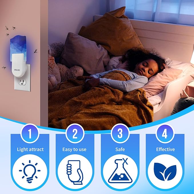 Flying Insect Trap Indoor, Effective Fruit Fly Traps, Plug-in Fly Trap Indoor, Gnat Traps for House, Moth Traps 400 Sq Ft Protection (2 Devices + 12 Refills)