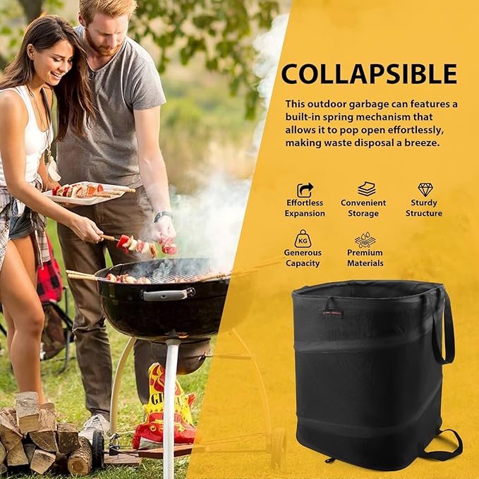 YUDI & GARDEN 19 Gallon Square Collapsible Yard Waste Bin｜Collapsible Trash Can｜Camping Trash Can, for Collecting Weeds or Party and Yard Waste