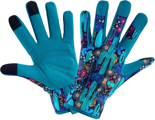 Gardening Gloves for Women, Printed Touchscreen Garden Gloves with Grip, Thorn-Proof Puncture-Resistant Work Gloves