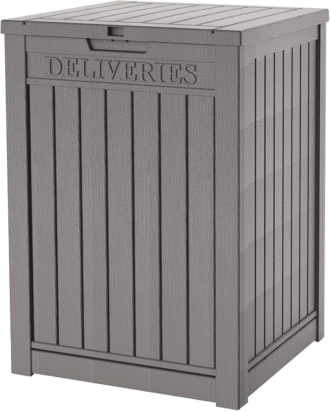 55 Gallon Outdoor Storage Box Waterproof Lockable Resin Deck Box Large, Patio Storage Bin for Pool Accessories Cushion Furniture, Garden Tools, UV-Resistant Outside Delivery Grey