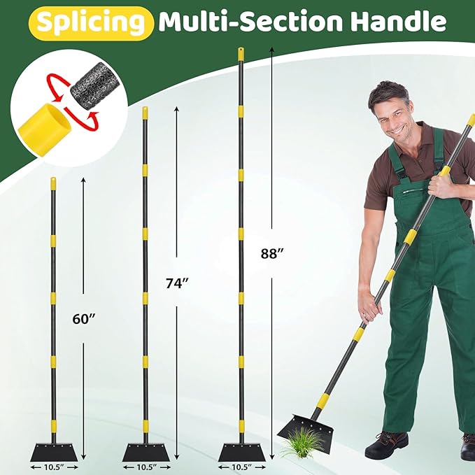 Garden Flat Shovel, Manual Weeder Detachable, 2 Spades, 88 Inch Floor Scraper Weeding Tool for Sidewalks, Snow Shovel, Ice Scraper Removal Tool for Outdoor Garden Cleaning Snow Ice Chopper
