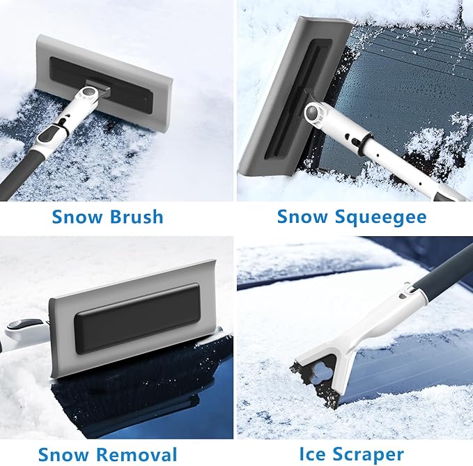 47.3" Ice Scrapers for Car Windshield, 2 in 1 Ice Scraper and Snow Brush with Comfortable Foam Grip, Adjustable Length Settings, Snow Removal Tool for Car, Truck, SUV, Winter car Accessories