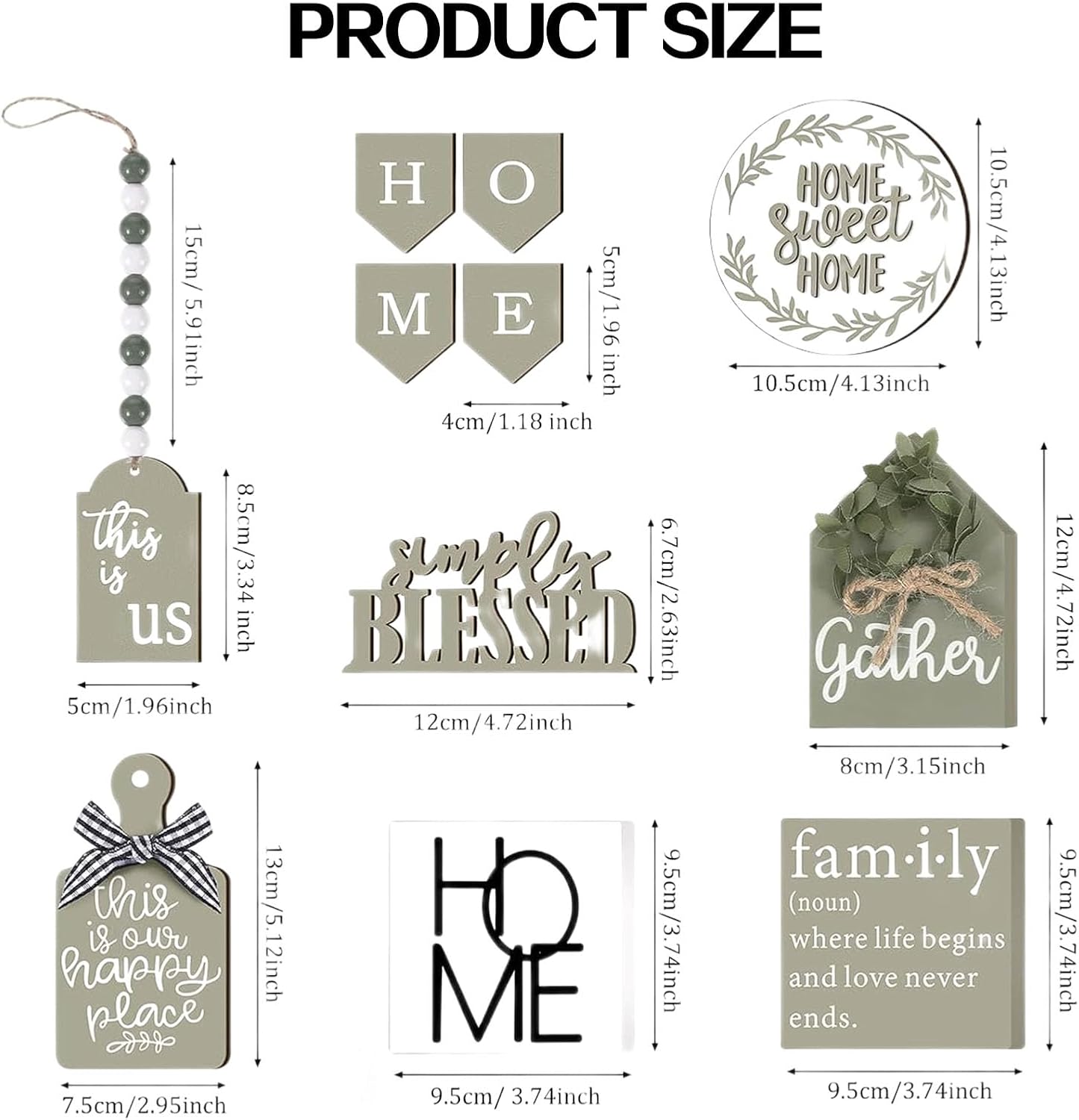 11PCS Farmhouse Tiered Tray Decor Set – Rustic Wooden Mini Signs and Decorations for Home and Kitchen Display (Tiered Tray Not Included)