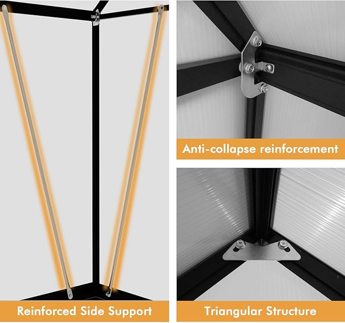 6×8FT Greenhouse for Outdoors, Large Walk in Greenhouse Kit and Winter Garden Planting, Enhanced Aluminum Green Houses for Outside Withstands Strong Wind or Heavy Snow to Protect Vegetables or Plants