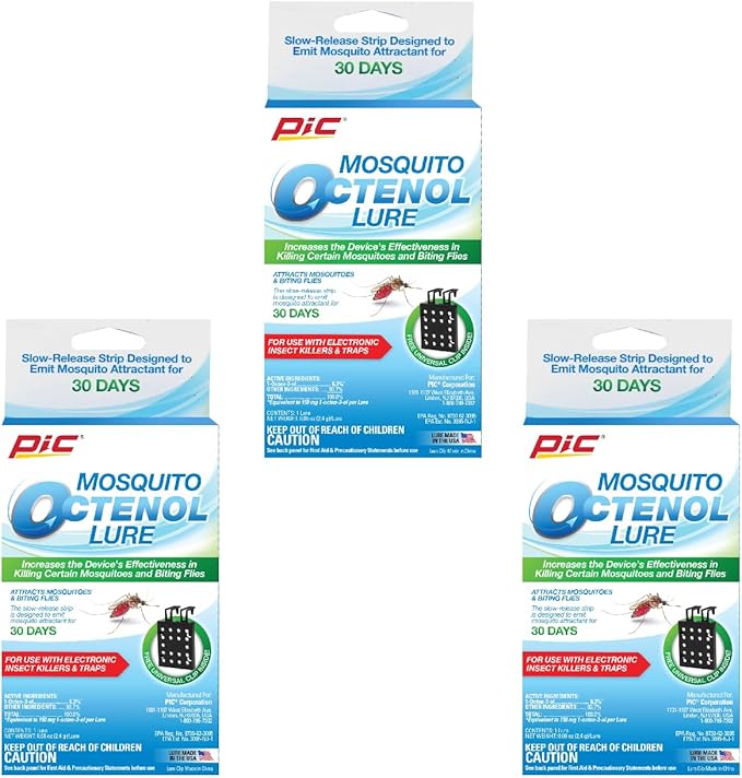 PIC Mosquito Octenol Lure (3 Pack), Attracts Mosquitoes, for Use with Electronic Insect Killers & Traps