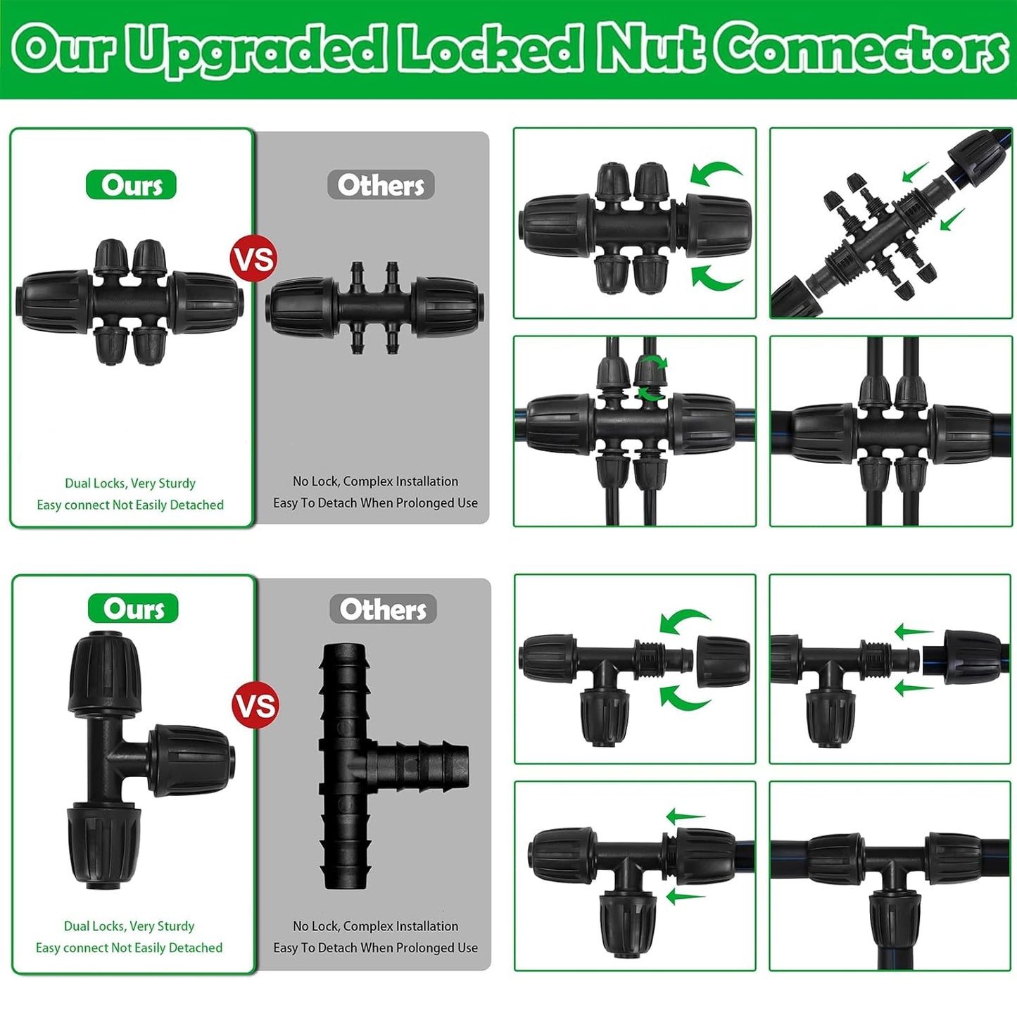 Upgraded Drip Irrigation System, 233FT Automatic Irrigation System, Watering Misting System for Greenhouse/Garden/Yard/Lawn, Micro Drip Irrigation Kit with 1/4 inch 1/2 inch Irrigation Tubing