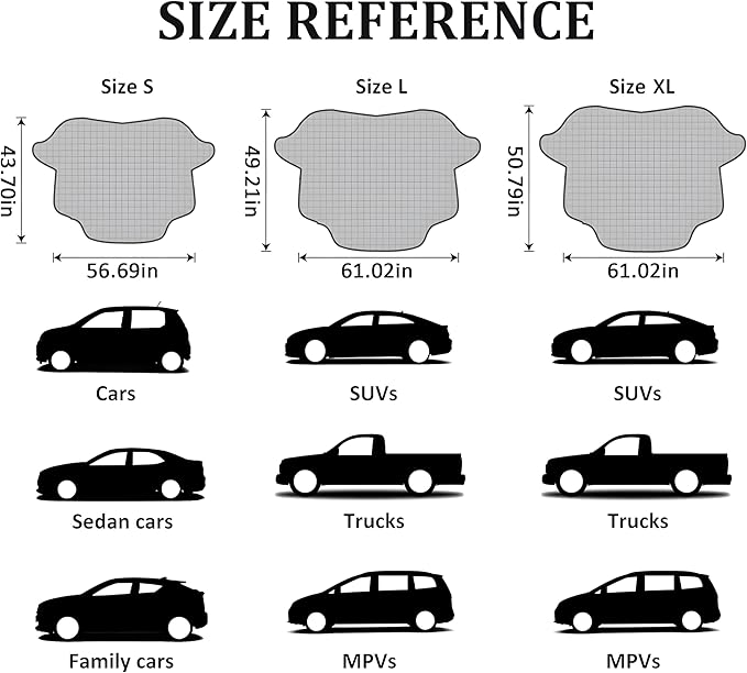 Gintenco Car Windshield Snow Cover, Frost Ice Windscreen Covers with Magnetic Edges, 4 Layers Thickness Snow Protector Covers with Side Mirrors Cover Easy to Use for Car SUV CRV Trucks (Large)