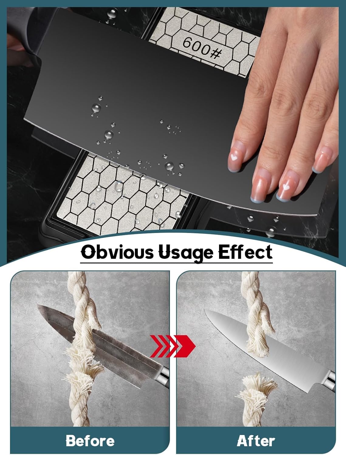 Double-Sided Diamond Sharpening Stone, Kalolary Knife Sharpener Stone Diamond Plate Stone with Non-slip Base & Replaceable Grit Plate for Knives Outdoor Camp Kitchen Sharpen Tool (400/1000# 600/1200#)