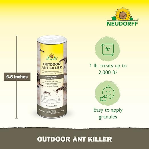 Outdoor Ant Killer, Ant Bait Granules 1 lbs Treats up to 2,000 sq. ft. & Lasts up to 4 Weeks, Home Perimeter Treatment for Organic Gardening, Insect Bait Attracts and Kills (1 lb)