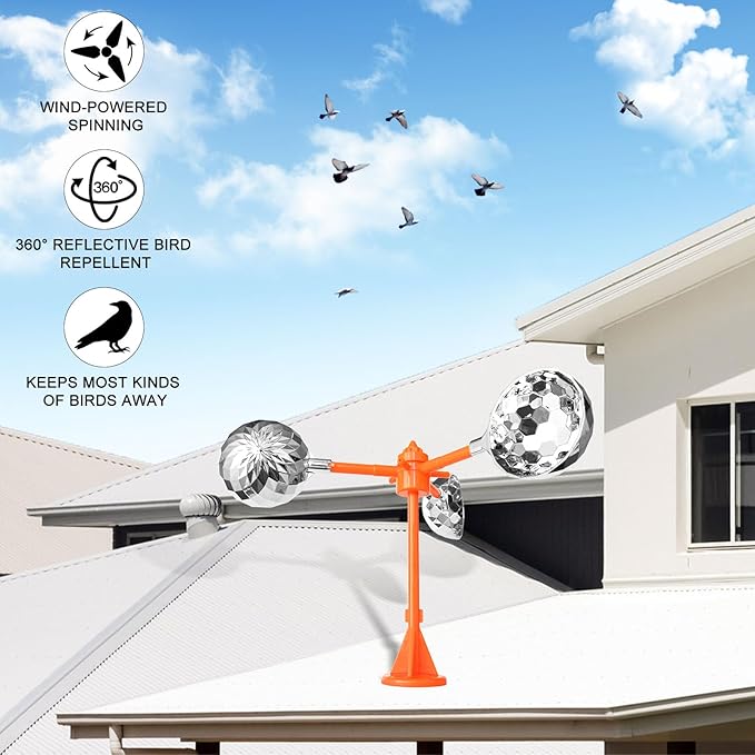 Birds Reflect Deterrent Visual Bird Scarer Deterrent Devices Outdoor Bird Control for Seagull Pigeon Harmless Device to Keep Birds Away from Your Farm Boat (Dark Orange)
