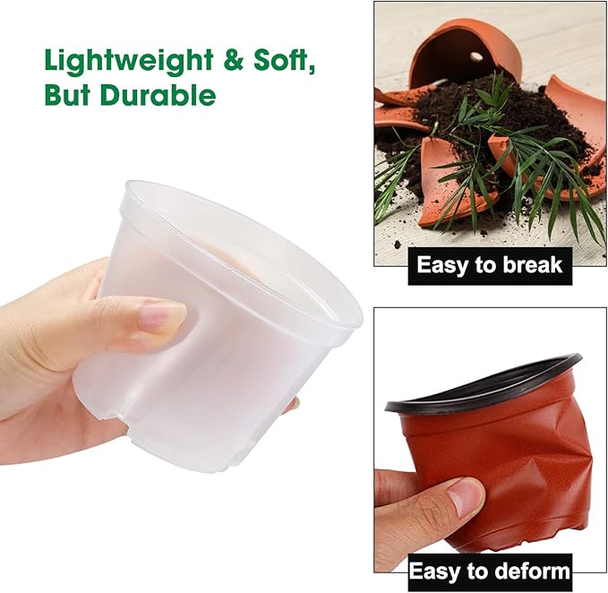 36 Packs 3.5/4/4.3 Inch Clear Nursery Pots for Plants Variety Pack, Transparent Plastic Plant Pots with Drain Holes, Seed Starting Pot Clear Planter Container with 20 Plant Labels for Gardening
