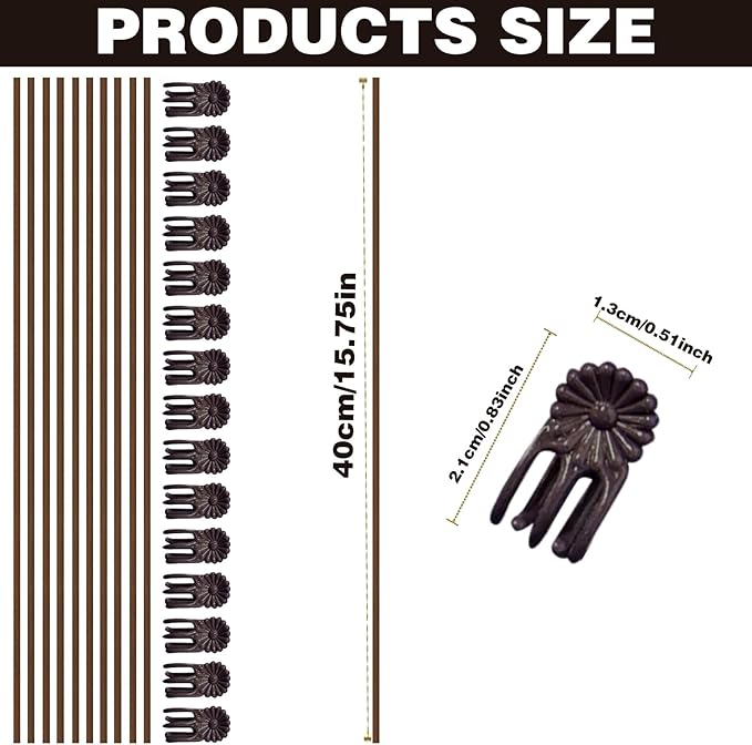 10Pcs Plant Support Stakes with 15Pcs Plant Clips, 15.75inch Tall Bendable Single Stem Sticks Orchid Clips Brown Helps Growth for Indoor Outdoor Flowers Rose Amaryllis