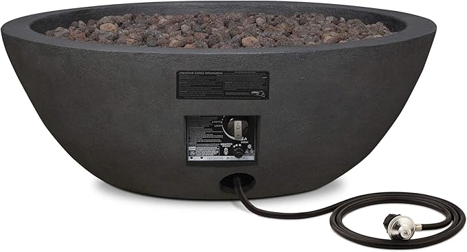Real Flame Riverside Propane or Natural Gas Fire Pit - Stainless Steel Burners, Natural Gas Conversion Kit Included - 50,000 BTUs of Heat, Battery Operated - Push Button Ignition