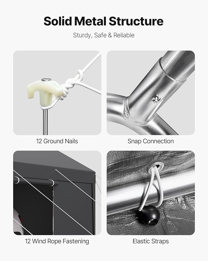 VEVOR Upgraded 10x20 FT Heavy Duty Carport Canopy with Roll-up Windows, All-Season Portable Garage with Removable Sidewalls & Doors, 12 Stakes & 12 Ropes, Car Tent for Car, Truck, Boat, Equipment