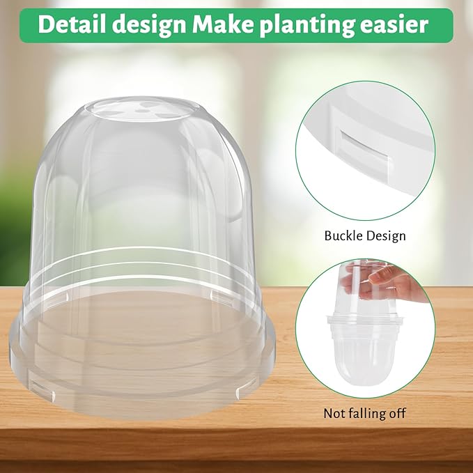 36 Packs 5/4/3.5 Inch Clear Plant Pot Humidity Domes, Transparent Seedling Domes Compatible with 5/4/3.5 Inch Reinforced Nursery Pots
