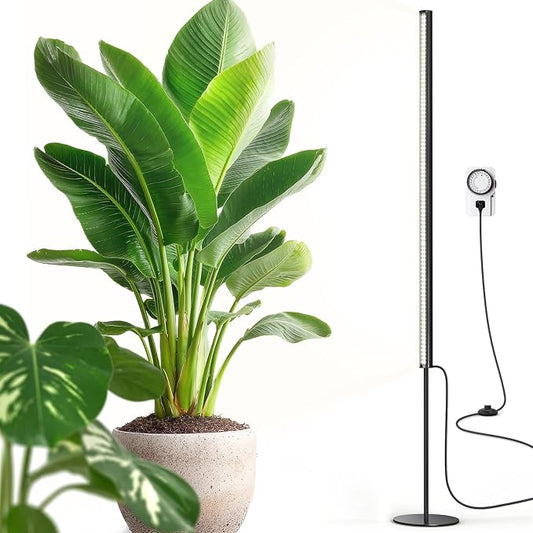 Barrina T1S Standing Grow Light for Indoor Plants with Timer, 65W 5000K High PPFD Full Spectrum, Tera Series Vertical Grow Lights Adjustable Height 5FT-5.6FT, Foot Switch, Non-Glare Design, Black