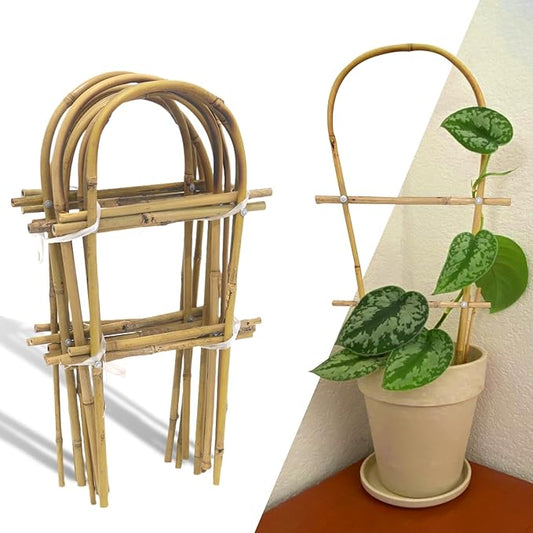 10 Pack 15.7“ U-Shape Bamboo Trellis for Climbing Plants, Natural Garden Trellis for Tomatoes, Cucumbers, Potted Plants, Vegetables Indoor Outdoor
