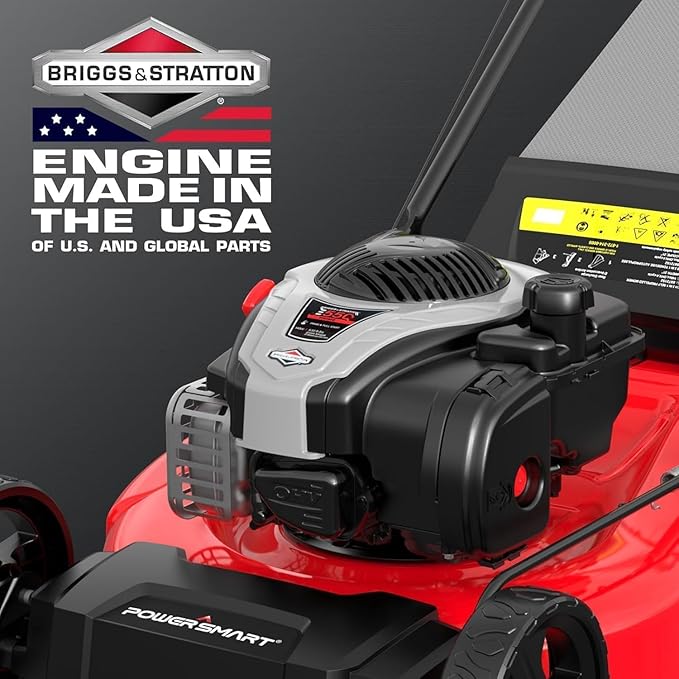 PowerSmart 21" 3-in-1 Gas Push Lawn Mower with 140cc 4-Stroke Engine - Wide Cutting Deck, 6 Height Adjustments, Mulching Capability