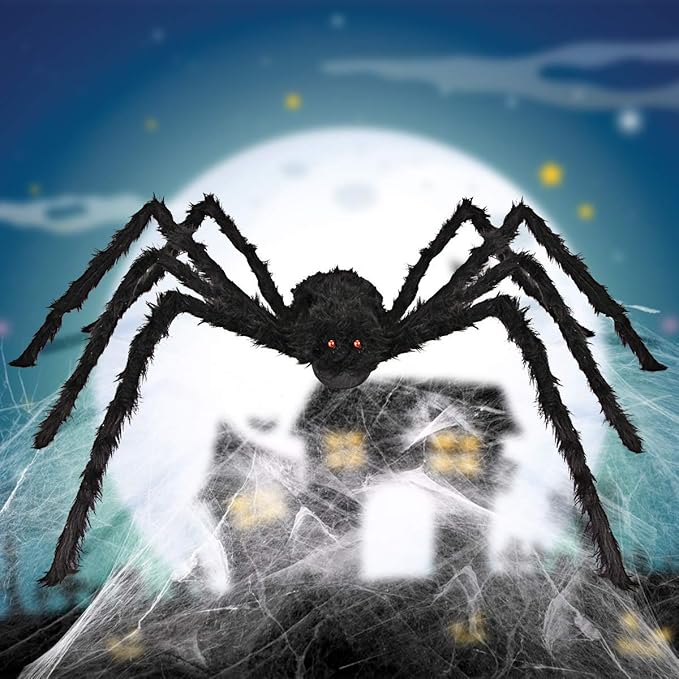 Dreampark Halloween Spider Decorations, 6 Pcs Realistic Hairy Spiders Set, Scary Spider Props for Indoor, Outdoor and Yard Creepy Decor (6 Different Sizes)