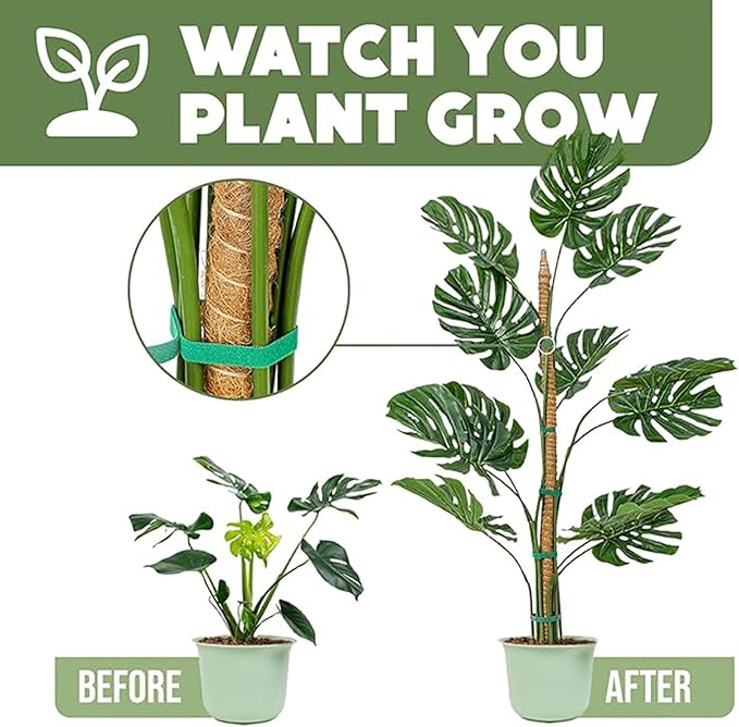 4 Pack 28'' Bendable Moss Pole Plant Stand for Indoor Climbers - Stakes for Potting Climbers - Free Garden Tie Tall Pole Indoor Planter for Home Potting - Potting Accessories