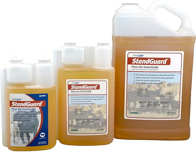 Neogen 1907840 Prozap StandGuard Pour-On 900 mL Insecticide, Yellowish, Brown