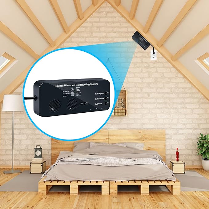 Ultrasonic Bat Removal, Briidea Bat Away System, Demands Bats to Flee, Human and Pet Safe