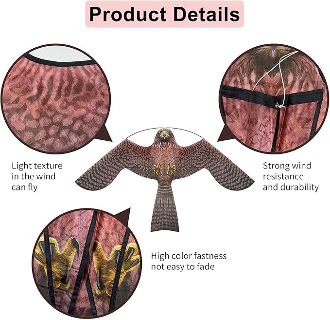 eyijklzo Bird Scarer Flying Kite Crops Farm Flying Bird Hawk Flying Kite