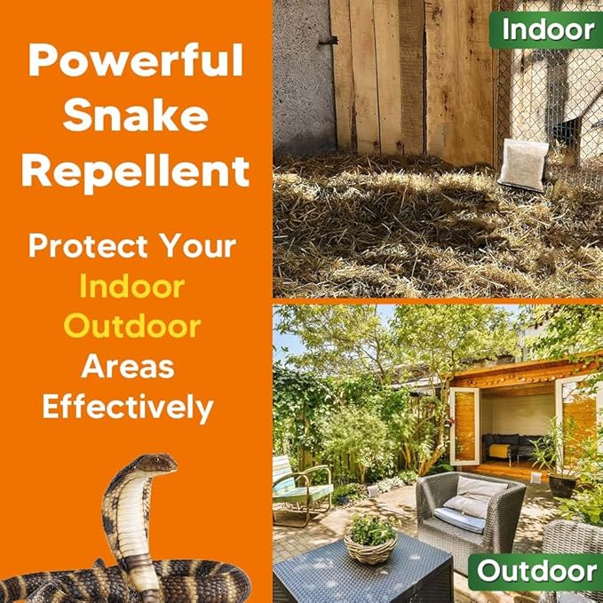 Snake Repellent for Yard Powerful, Snakes Away Repellent for Outdoors, Snake Deterrent Pet Safe Indoor, Yard Snake Out Repellant, Keep Snake Out of Home, Garden, Garage, Camping - 12 Pouches