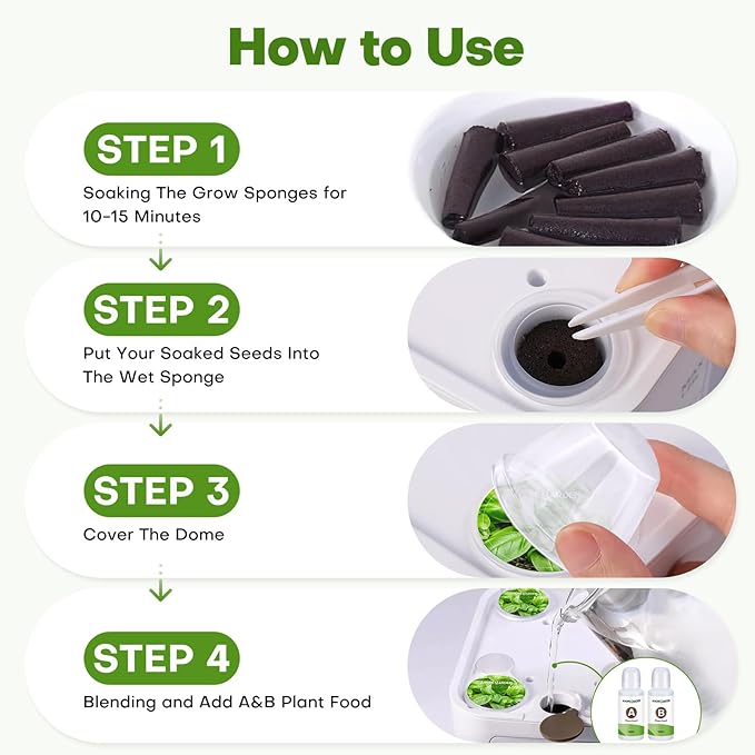 Ahopegarden 166PCS Hydroponic Pods Kit: Indoor Garden Supplies for Aerogarden, iDOO, Most Brand Hydroponics Growing System, with Grow Sponges, Labels, A&B Plant Food, Grow Baskets, Covers & Tweezer