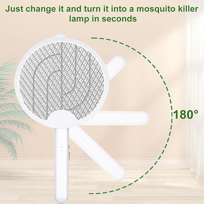 Electric Fly Swatter 4000V, Bug Zapper Racket Indoor with USB Rechargeable, Mosquitoes Trap Lamp Rechargeable with 1200mAh Battery for Indoor Mosquito Bat, Fruit Fly Killer for Home