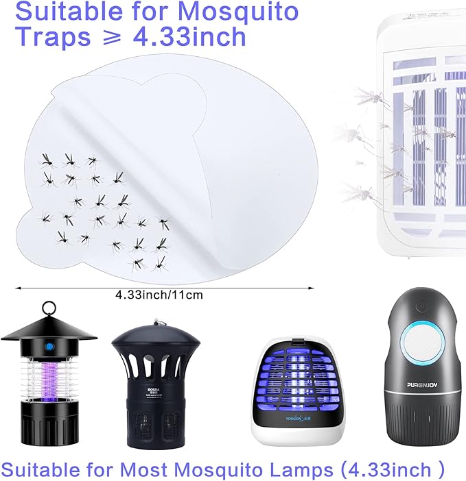Qualirey 144 Sheets Refill Glue Boards Mosquito Trap Indoor Flea Trap Refills Fly Glue Boards Discs Indoor Insect Trap 4.33 Inch Fits Most Models Indoor Mosquito Killer Lamp